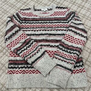 Lucky Brand Red and Gray Knit Sweater